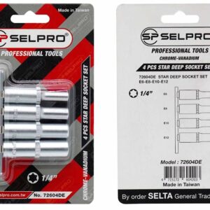 Selpro 4 Pcs Deep E Star Socket Set 1/4" Dr.