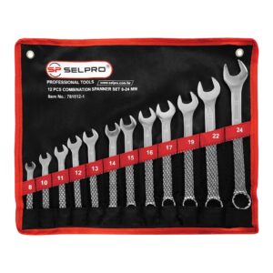12-Piece Combination Spanner Set, Chrome Vanadium Steel, 8